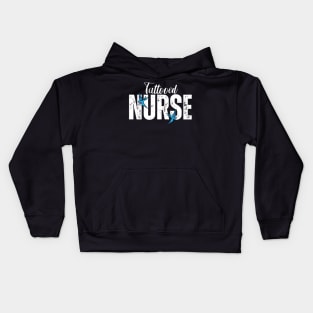 Tattooed Nurse With Two Blue and Purple Swallows Kids Hoodie